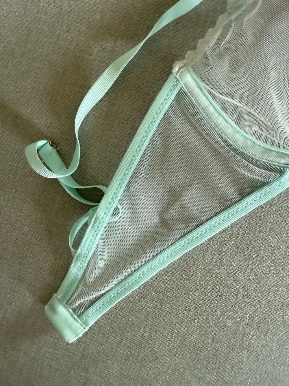 Taryn Winters SET Kharis topaz blue bespoke bra 32D & thong S